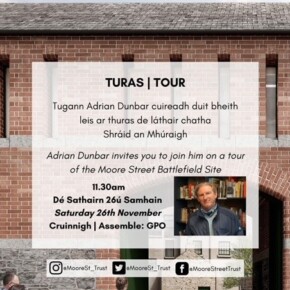 Actor Adrian Dunbar will host a tour of the historic Moore Street 1916 Battlefield this Saturday, November 26.